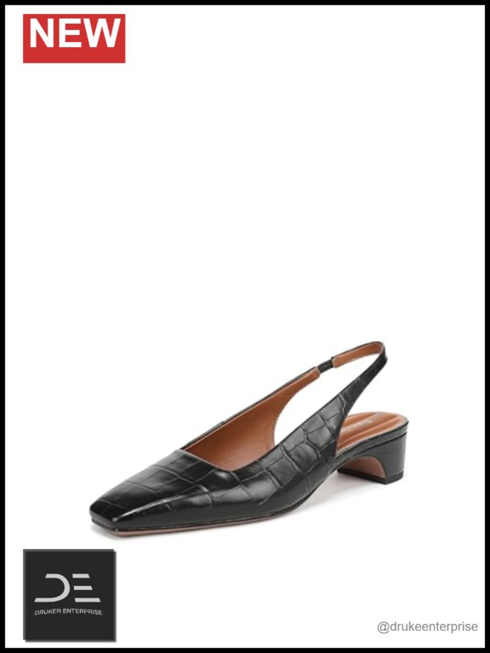Franco Sarto Lyanna Slingback Pumps Leather Square Toe Block Heel